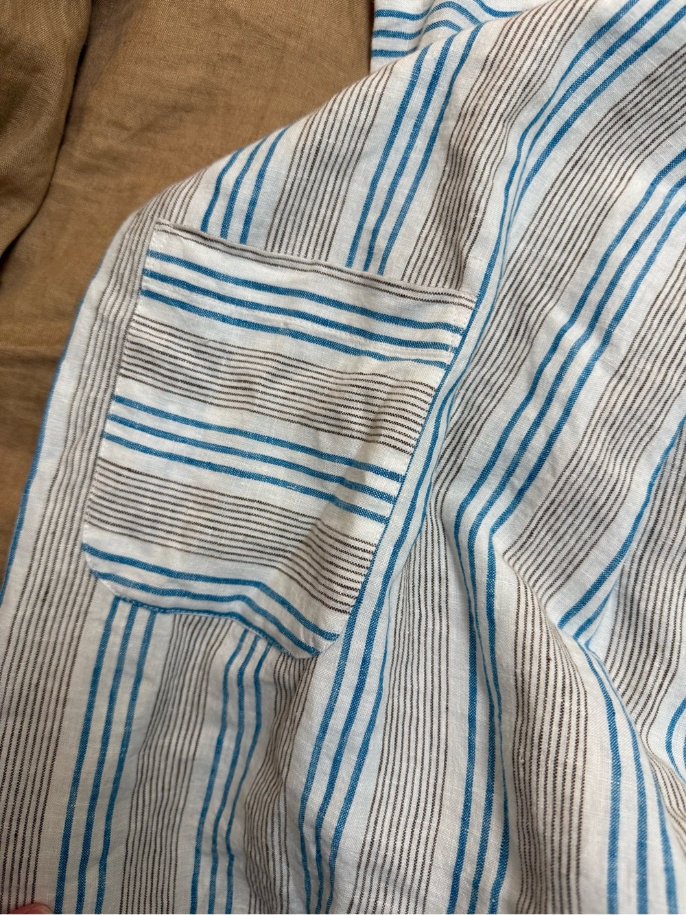 J.Jill Striped Sleeveless Linen knee length  Dress in Blue and Cream - Picture 5 of 9